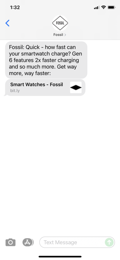 Fossil Text Message Marketing Example - 09.03.2021