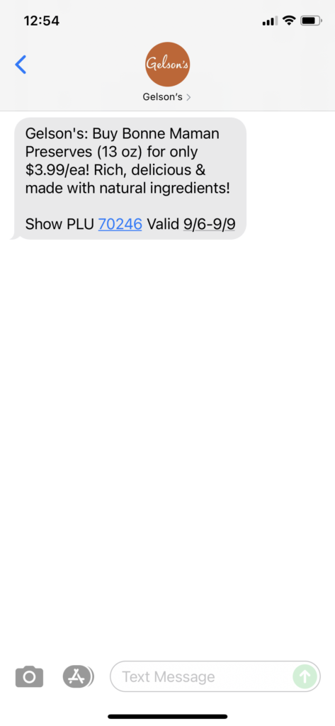 Gelson's Text Message Marketing Example - 09.06.2021