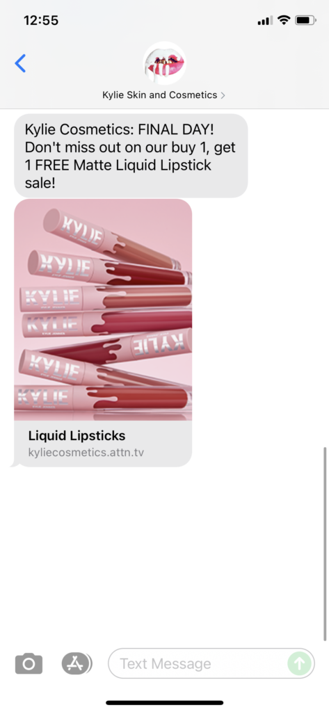 Kylie Skin and Cosmetics Text Message Marketing Example - 09.06.2021