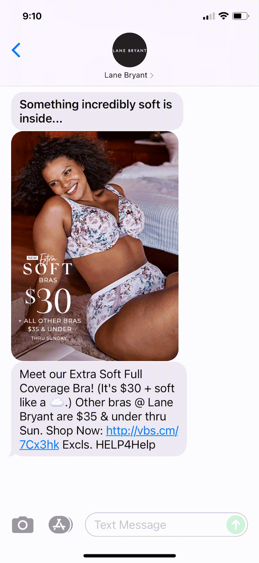 Lane-Bryant-Text-Message-Marketing-Example-08.27.2021