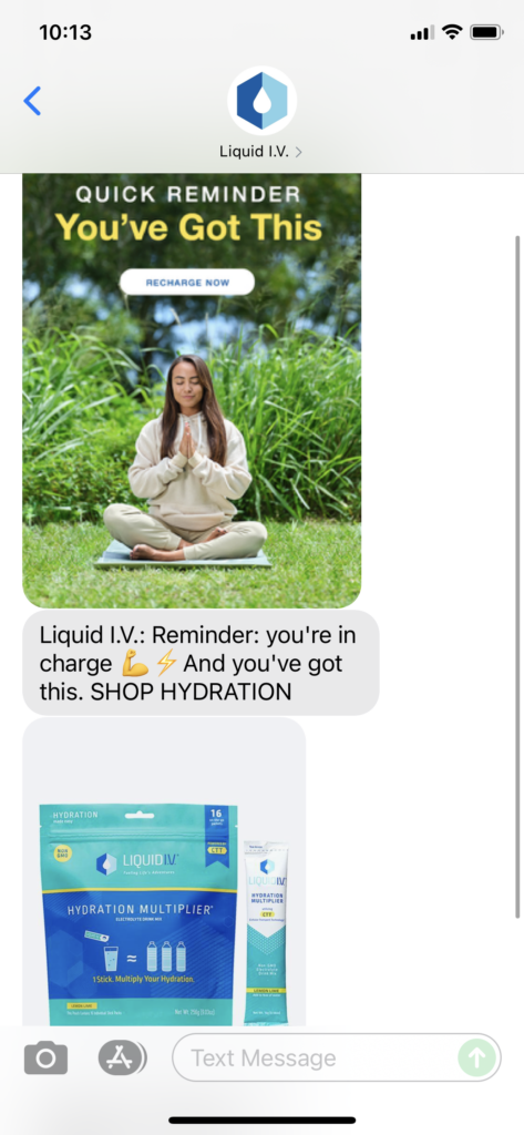 Liquid IV Text Message Marketing Example - 09.23.2021