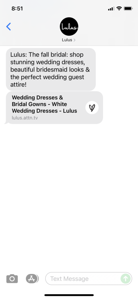 Lulus Text Message Marketing Example - 09.26.2021