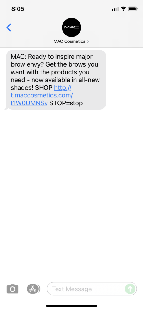 MAC Cosmetics Text Message Marketing Example - 09.11.2021