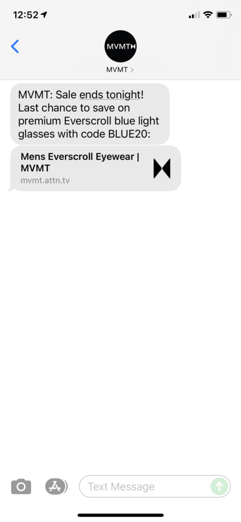 MVMT Text Message Marketing Example - 09.06.2021