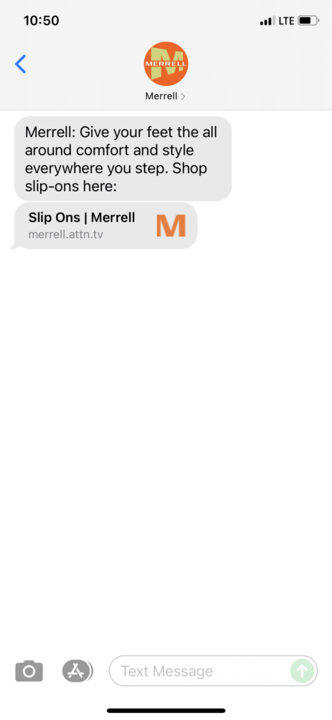 Merrell Text Message Marketing Example - 09.17.2021