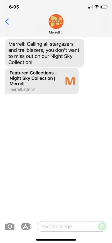 Merrell Text Message Marketing Example - 09.28.2021