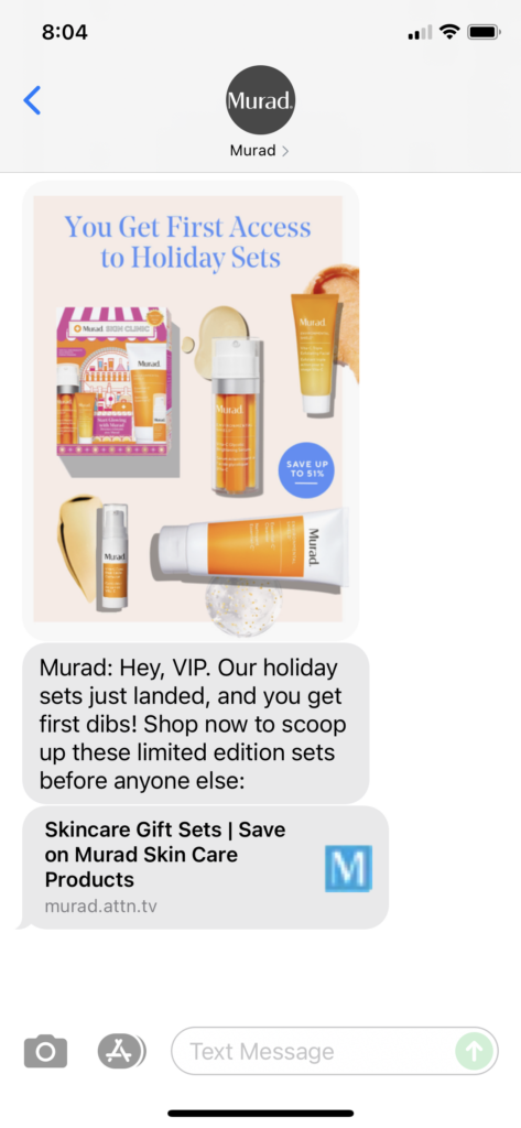 Murad Text Message Marketing Example - 09.09.2021