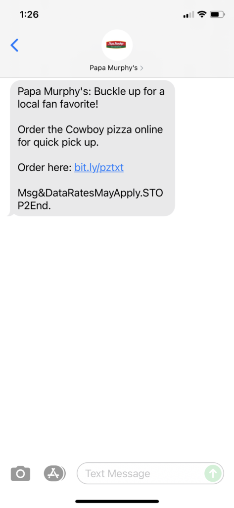 Papa Murphy's Text Message Marketing Example - 09.04.2021