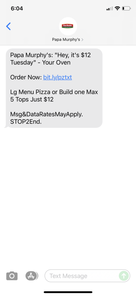 Papa Murphy's Text Message Marketing Example - 09.28.2021