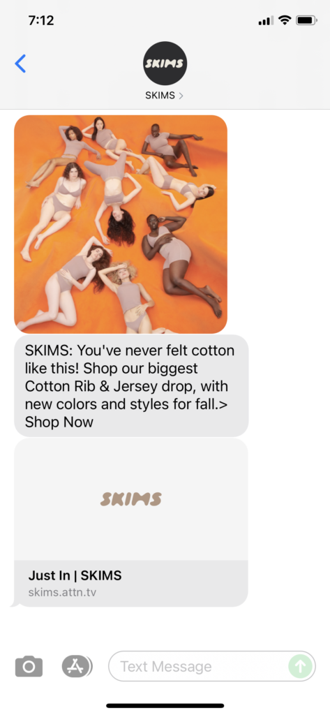SKIMS Text Message Marketing Example - 09.21.2021