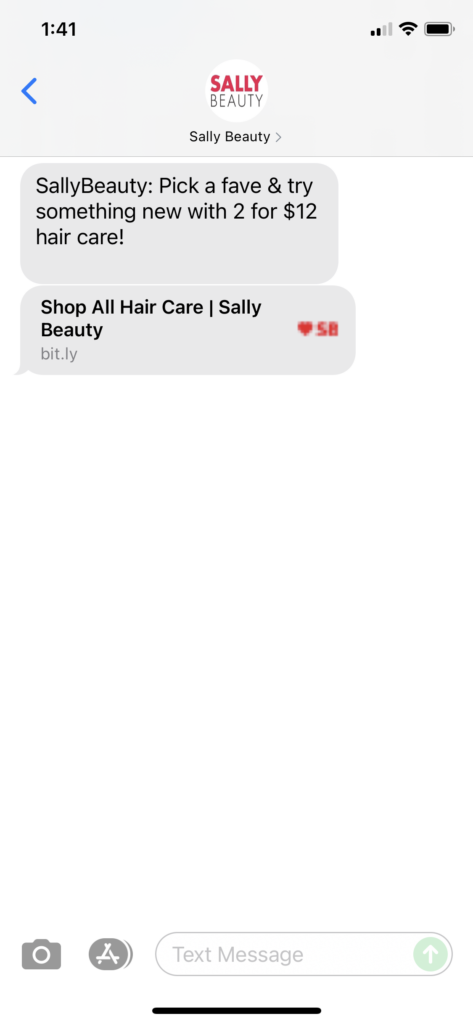 Sally Beauty Text Message Marketing Example - 09.02.2021