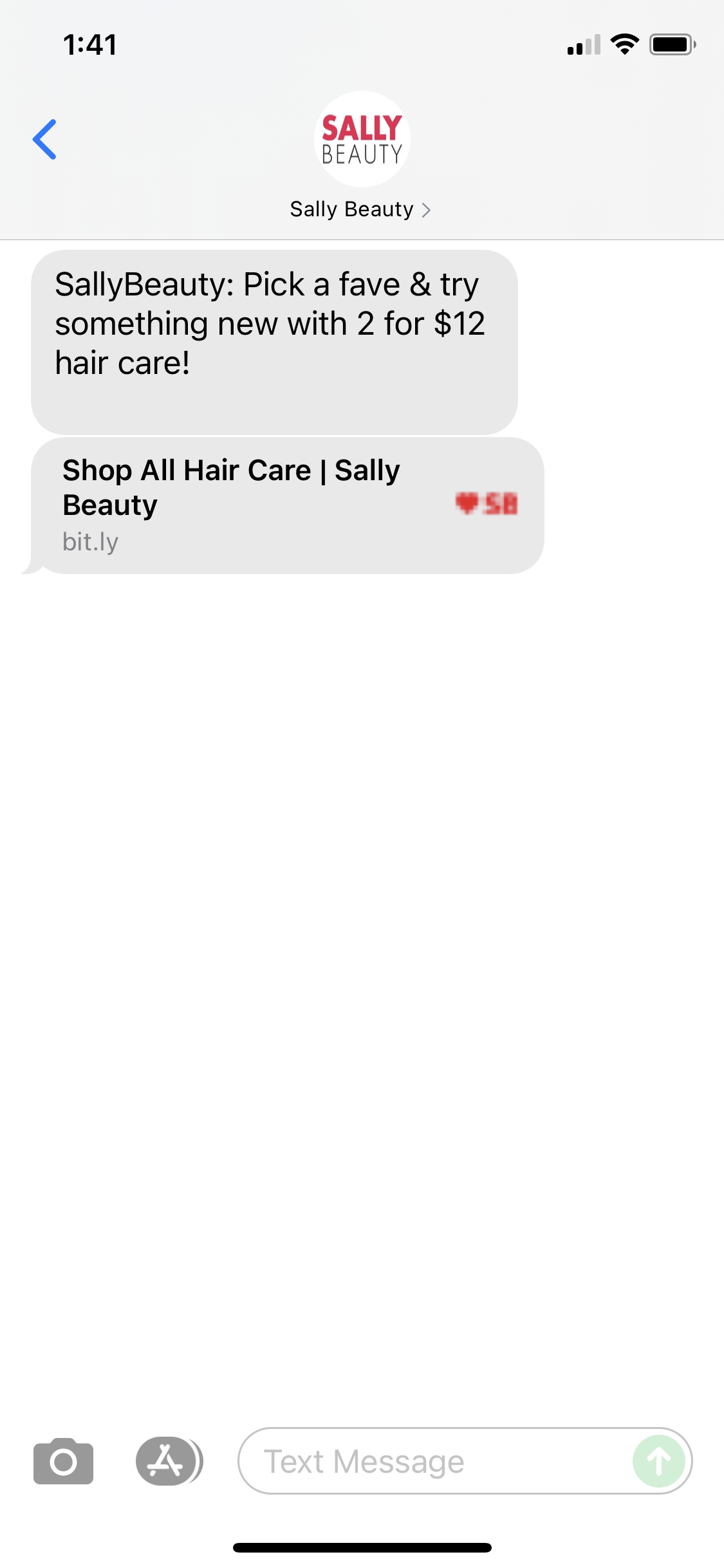 Sally Beauty Text Message Marketing Example 09.02.2021 SMS Archives