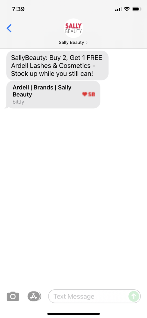 Sally Beauty Text Message Marketing Example - 09.18.2021