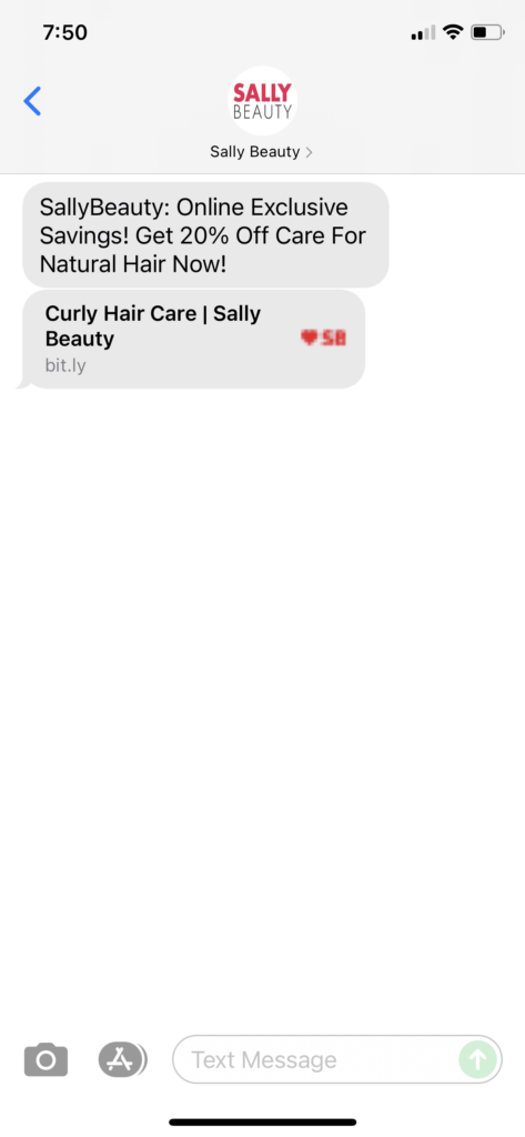 Sally Beauty Text Message Marketing Example - 09.22.2021