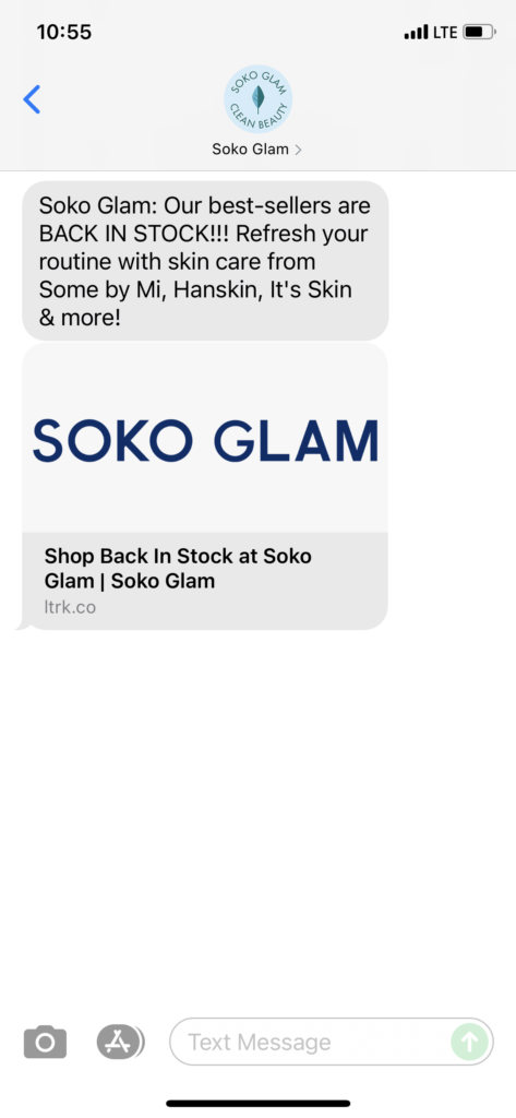 Soko Glam Text Message Marketing Example - 09.13.2021