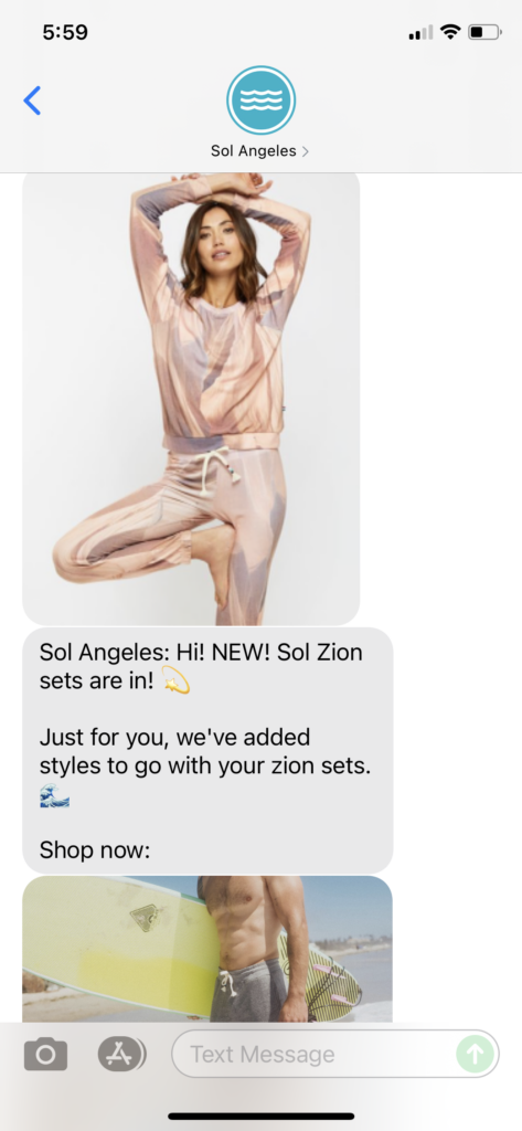 Sol Angeles Text Message Marketing Example - 09.07.2021