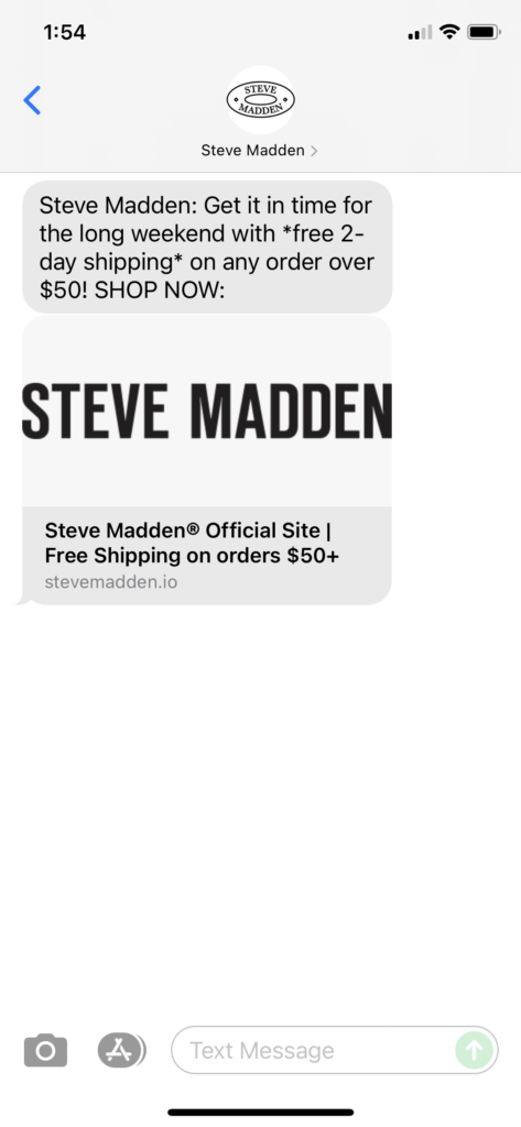 Steve Madden Text Message Marketing Example - 08.31.2021