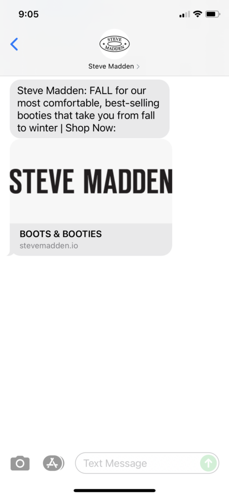 Steve Madden Text Message Marketing Example - 09.14.2021