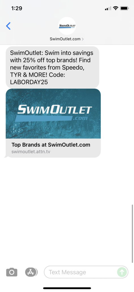 SwimOutlet.com Text Message Marketing Example - 09.03.2021