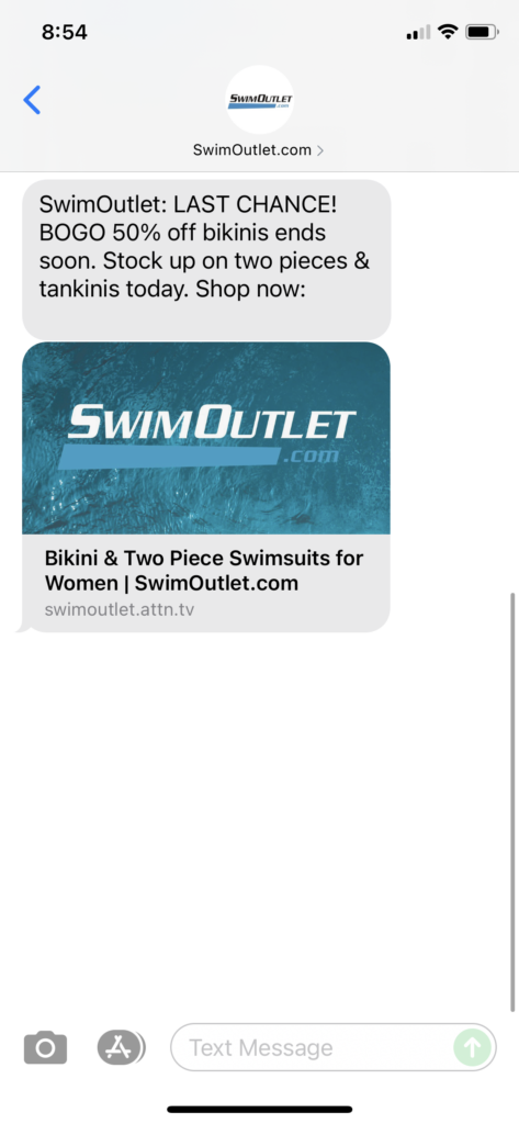 SwimOutlet.com Text Message Marketing Example - 09.15.2021