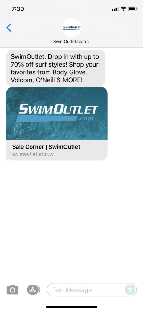 SwimOutlet.com Text Message Marketing Example - 09.18.2021