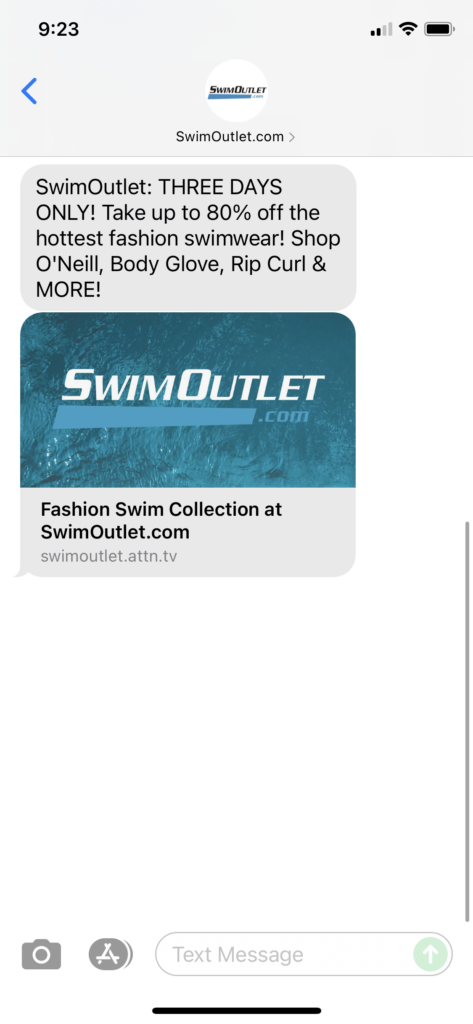 SwimOutlet.com Text Message Marketing Example - 09.24.2021