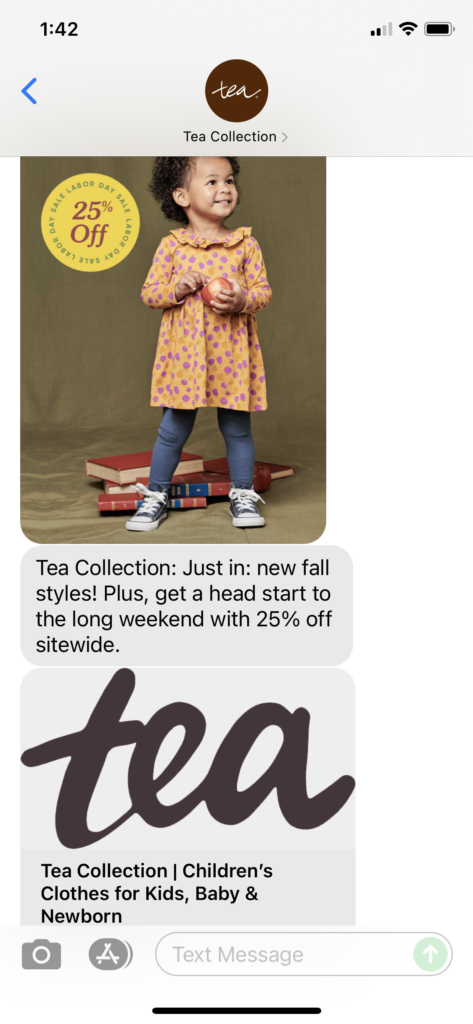 Tea Collection Text Message Marketing Example - 09.02.2021