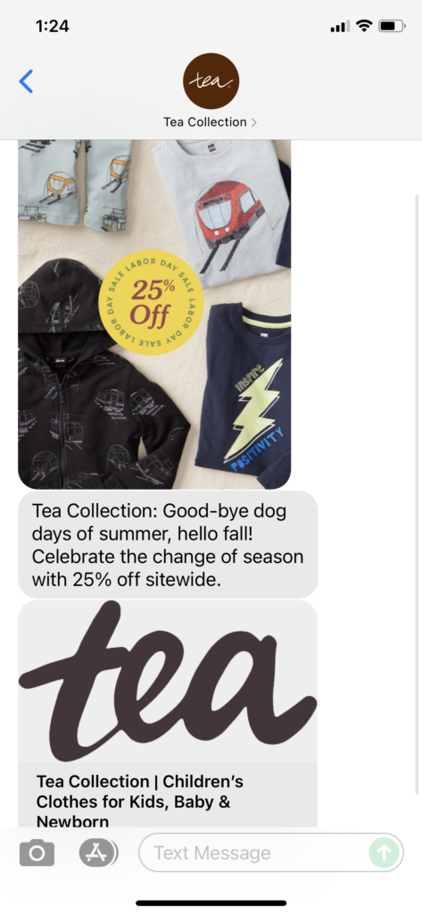 Tea Collection Text Message Marketing Example - 09.04.2021