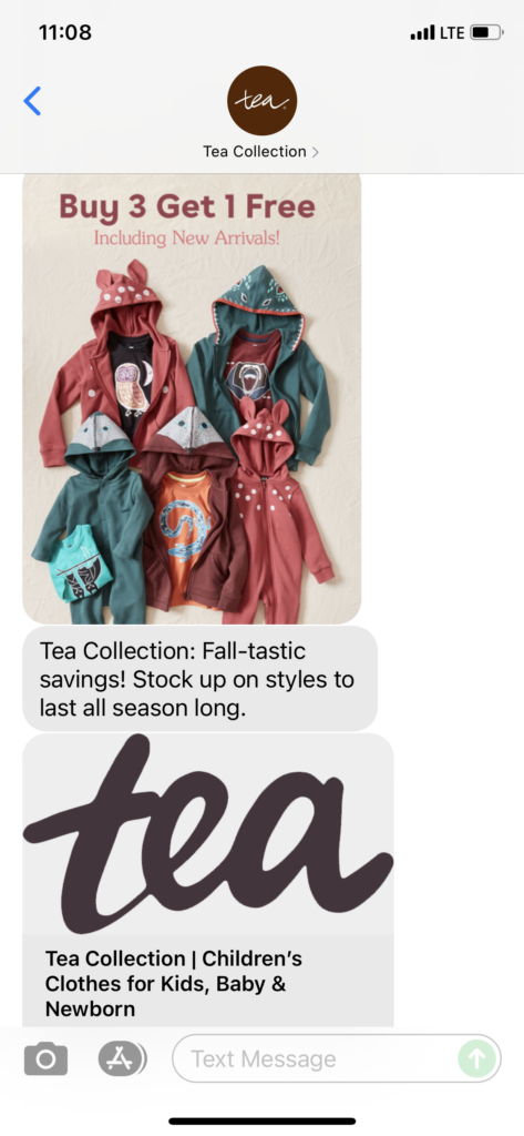 Tea Collection Text Message Marketing Example - 09.12.2021