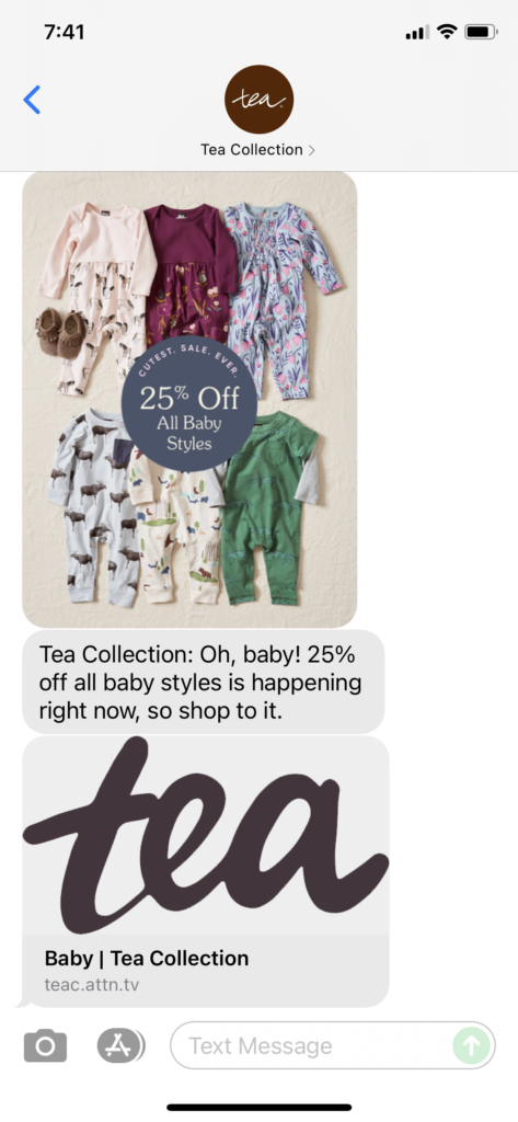 Tea Collection Text Message Marketing Example - 09.18.2021