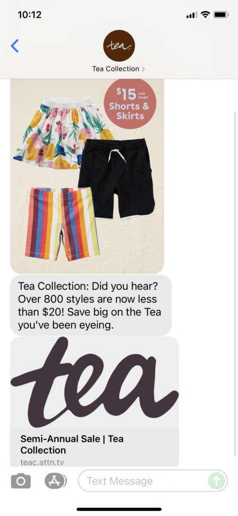 Tea Collection Text Message Marketing Example - 09.23.2021