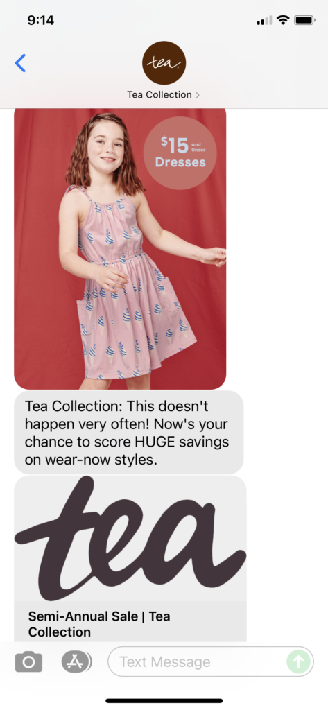 Tea Collection Text Message Marketing Example - 09.25.2021