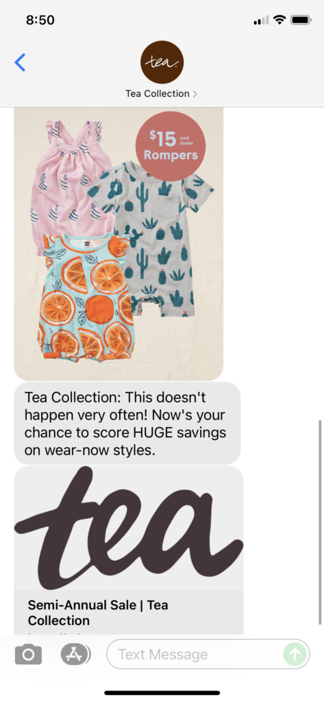 Tea Collection Text Message Marketing Example - 09.26.2021