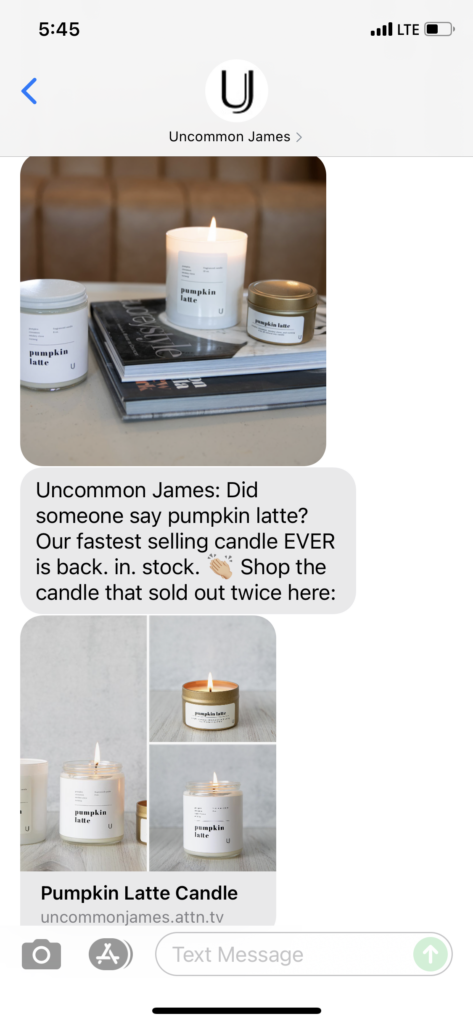Uncommon James Text Message Marketing Example - 09.07.2021