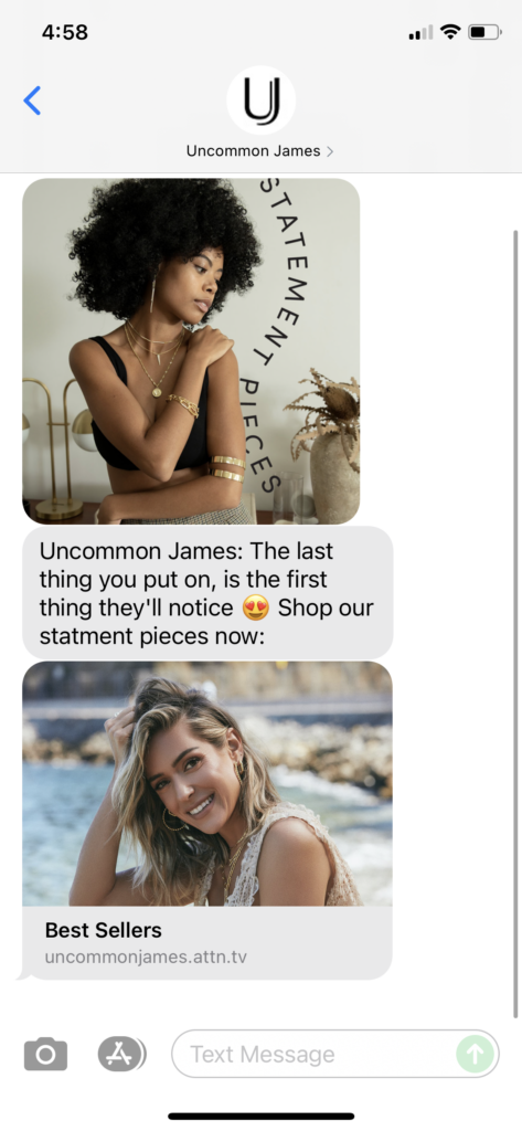 Uncommon James Text Message Marketing Example - 09.23.2021