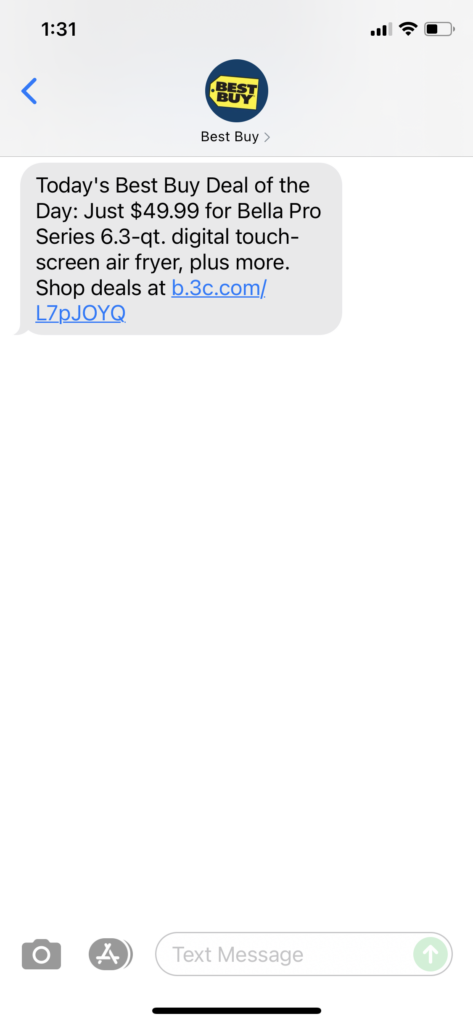 Best Buy 1 Text Message Marketing Example - 09.29.2021