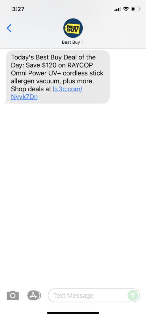Best Buy 1 Text Message Marketing Example - 10.12.2021