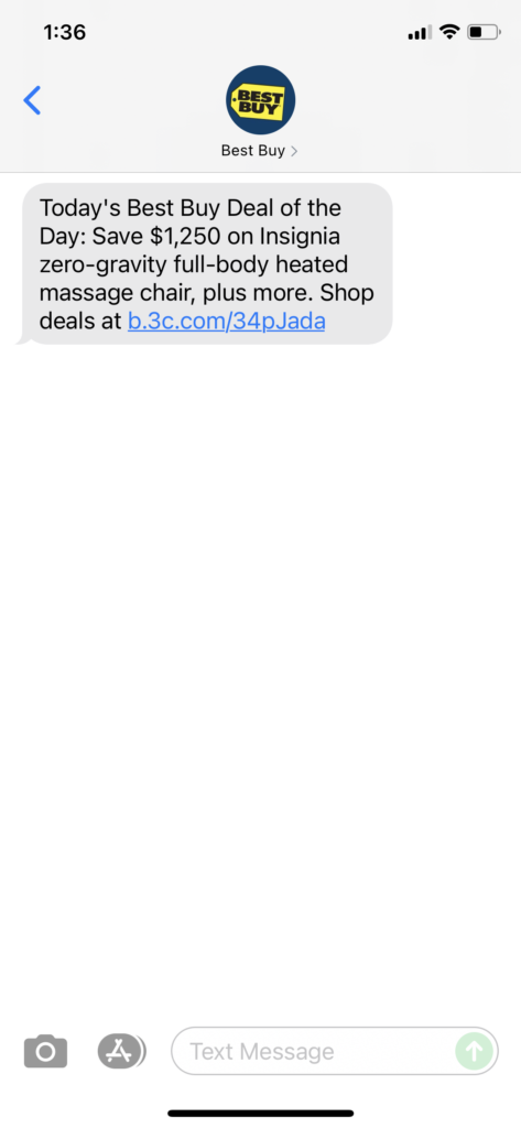Best Buy Text Message Marketing Example - 09.28.2021