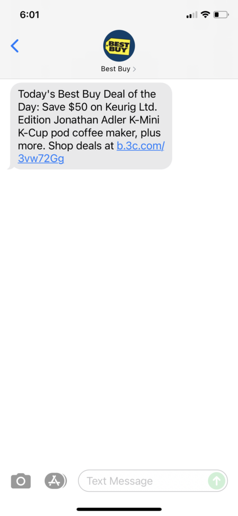 Best Buy Text Message Marketing Example - 10.09.2021