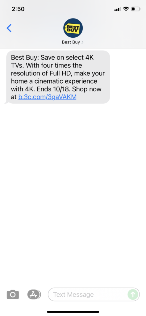 Best Buy Text Message Marketing Example - 10.15.2021