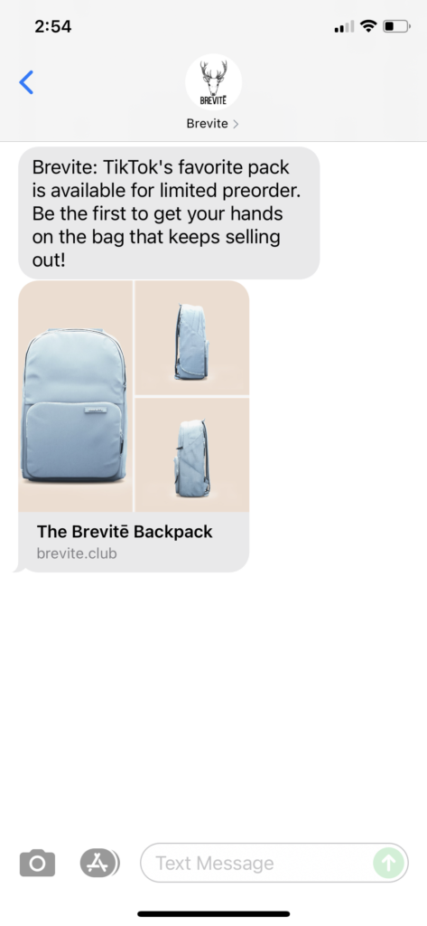 Brevite Text Message Marketing Example - 10.15.2021