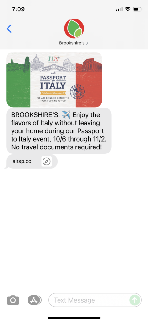 Brookshire's Text Message Marketing Example - 10.09.2021