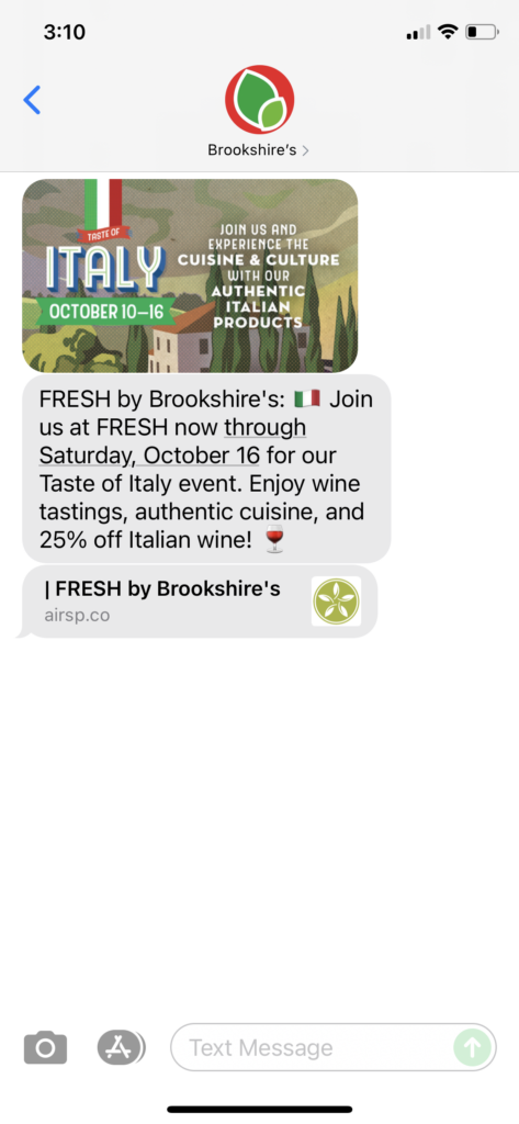 Brookshire's Text Message Marketing Example - 10.13.2021