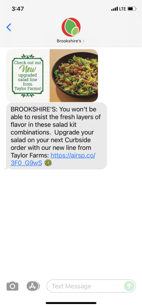Brookshire's Text Message Marketing Example - 10.21.2021