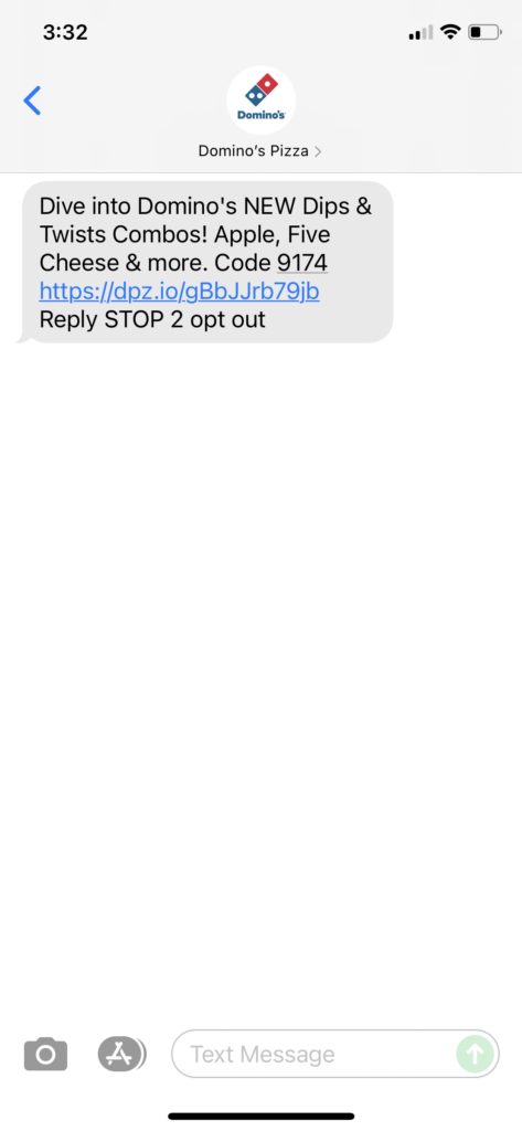 Domino's Text Message Marketing Example - 10.11.2021