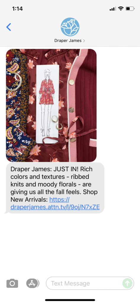 Draper James Text Message Marketing Example - 10.01.2021