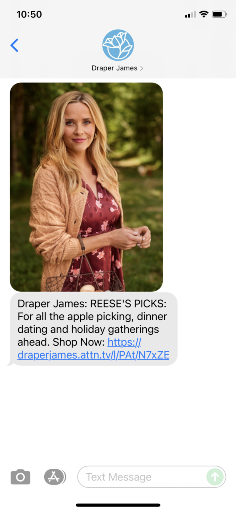 Draper James Text Message Marketing Example - 10.06.2021
