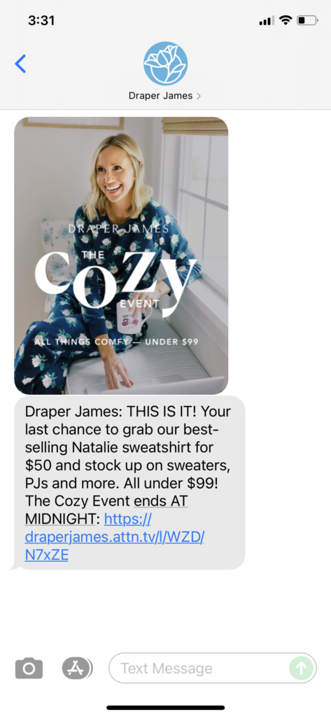 Draper James Text Message Marketing Example - 10.11.2021