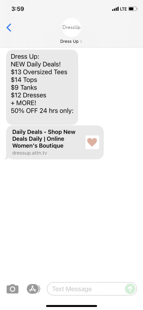 Dress Up Text Message Marketing Example - 10.20.2021