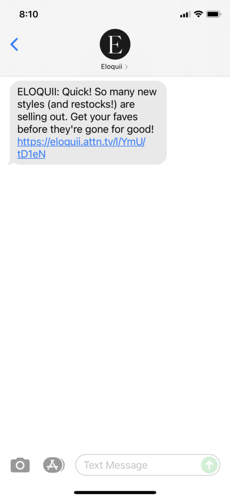Eloquii Text Message Marketing Example - 09.29.2021